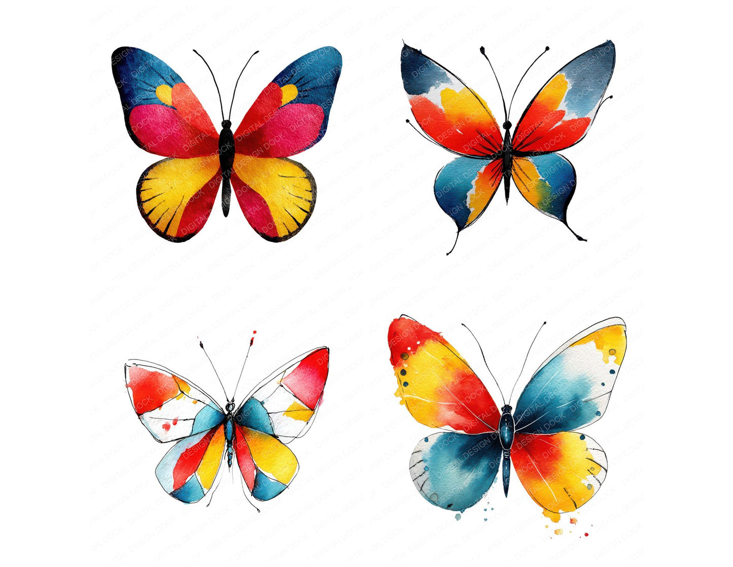 Butterfly Illustration Clipart Set (DDD008688)