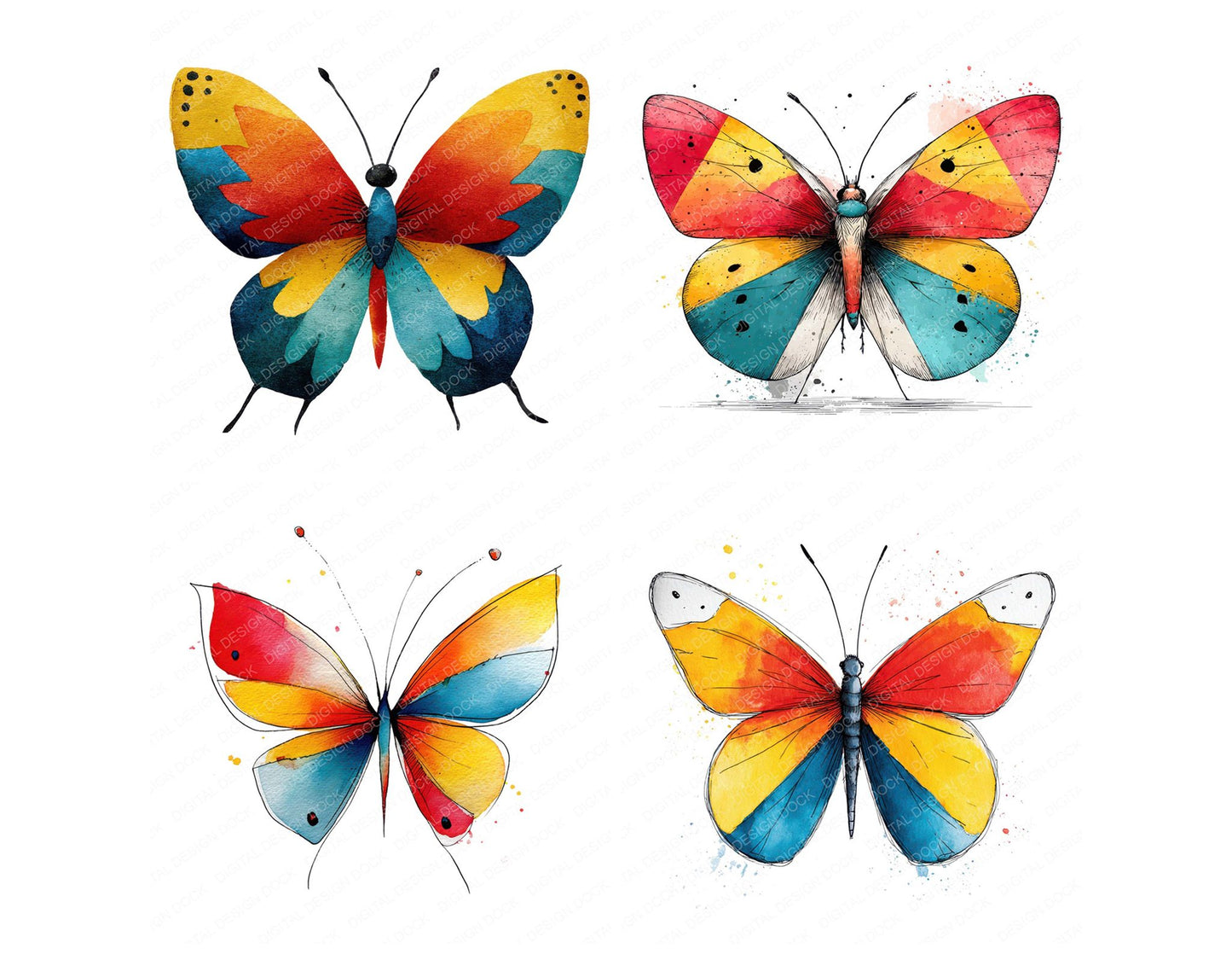 Butterfly Illustration Clipart Set (DDD008688)