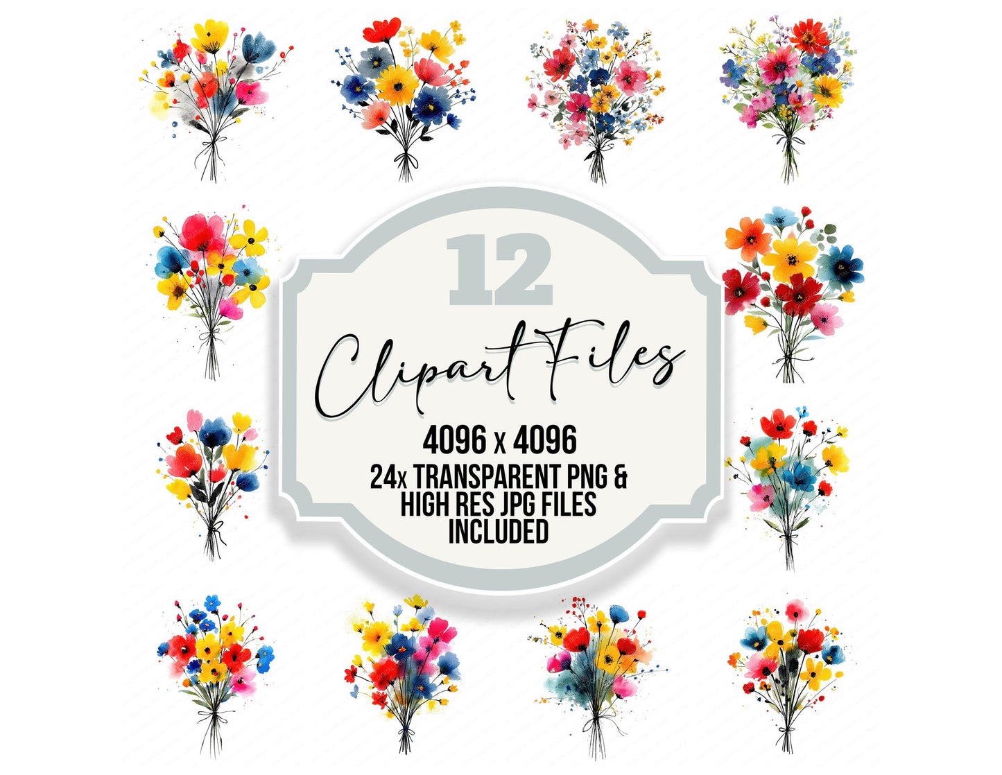 Minimal Wildflower Bouquet Clipart Set (DDD008694)