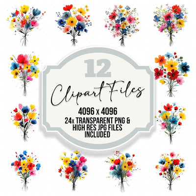 Minimal Wildflower Bouquet Clipart Set (DDD008694)