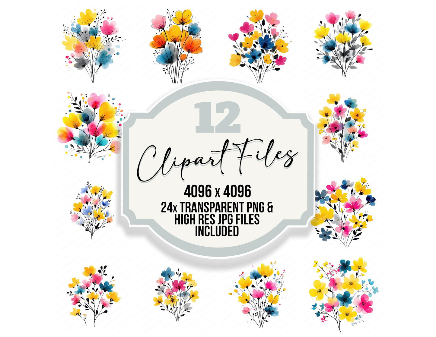 Minimal Wildflower Cluster Clipart Set (DDD008695)