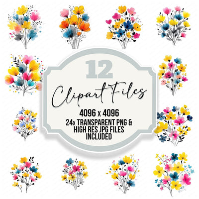 Minimal Wildflower Cluster Clipart Set (DDD008695)