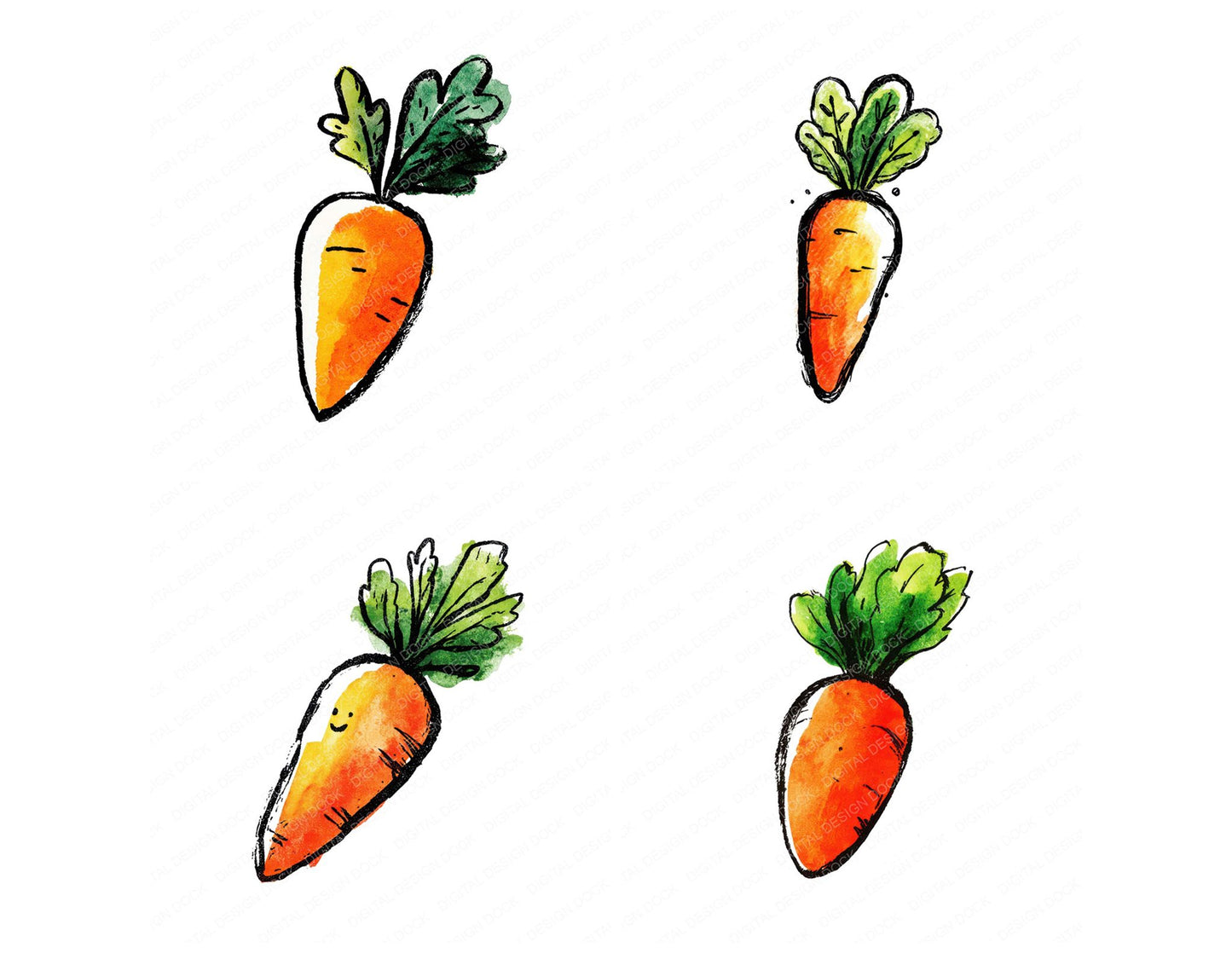 Simple Minimal Carrot Illustration Clipart Set (DDD008698)