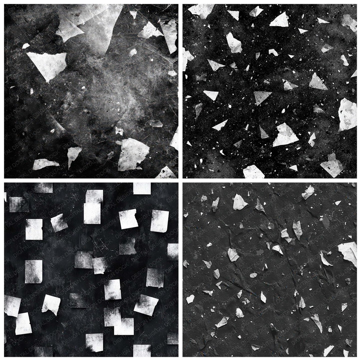 Black Collage Fragments Digital Paper Pack (DDD008708)