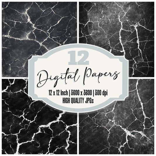 Black Crackle Paint Digital Paper Pack (DDD008709)