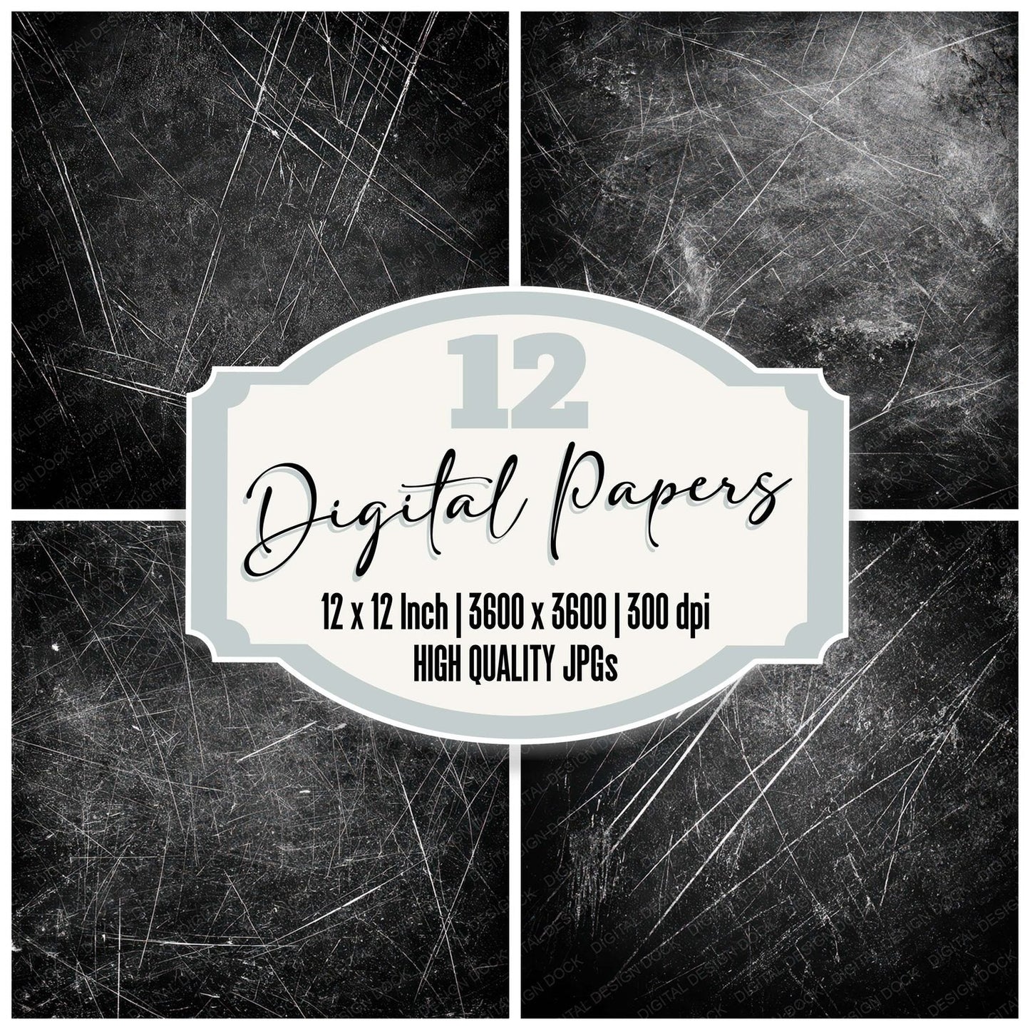 Black Etch Scratch Digital Paper Pack (DDD008711)