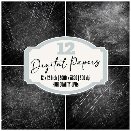 Black Etch Scratch Digital Paper Pack (DDD008711)