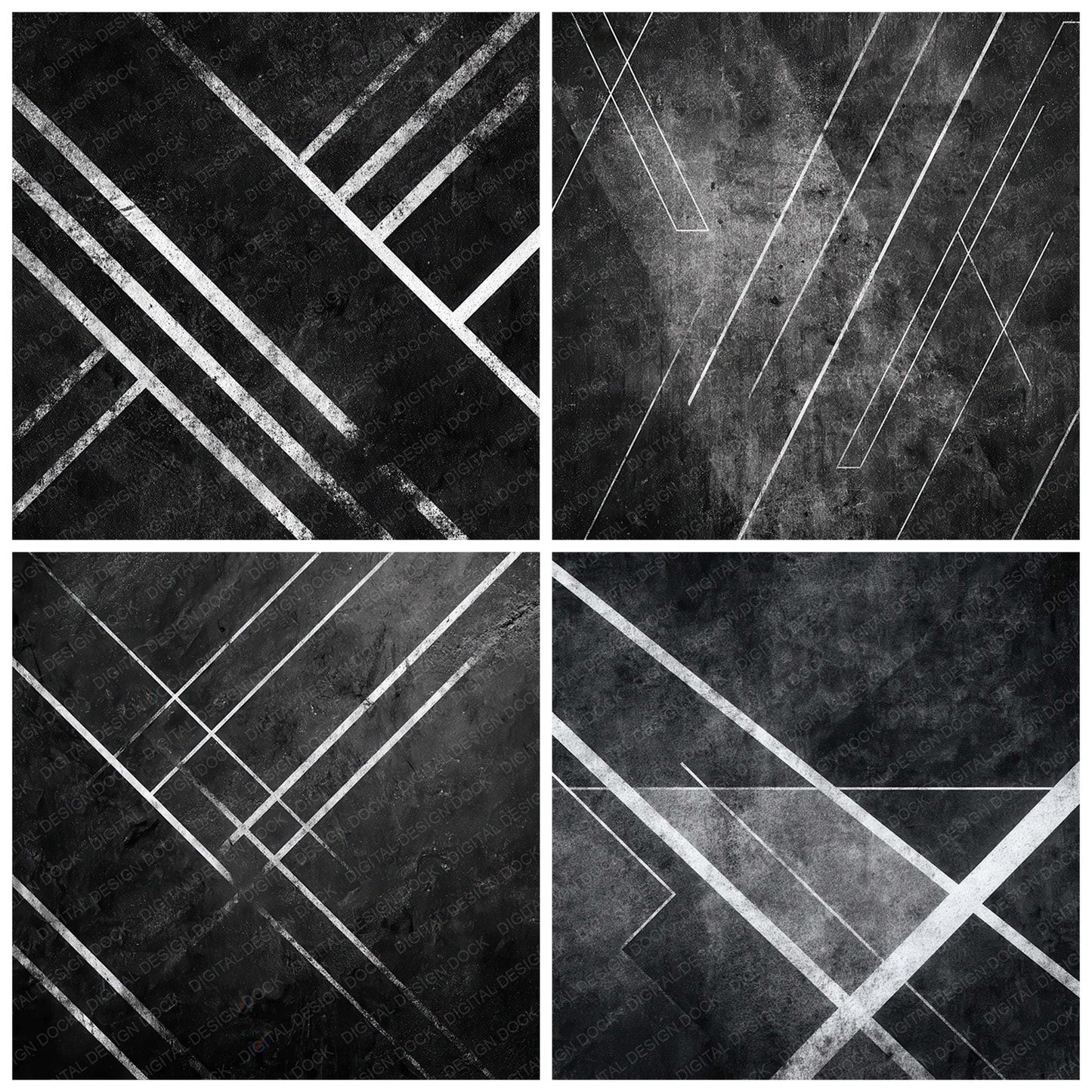 Black Geometry Grunge Digital Paper Pack (DDD008712)