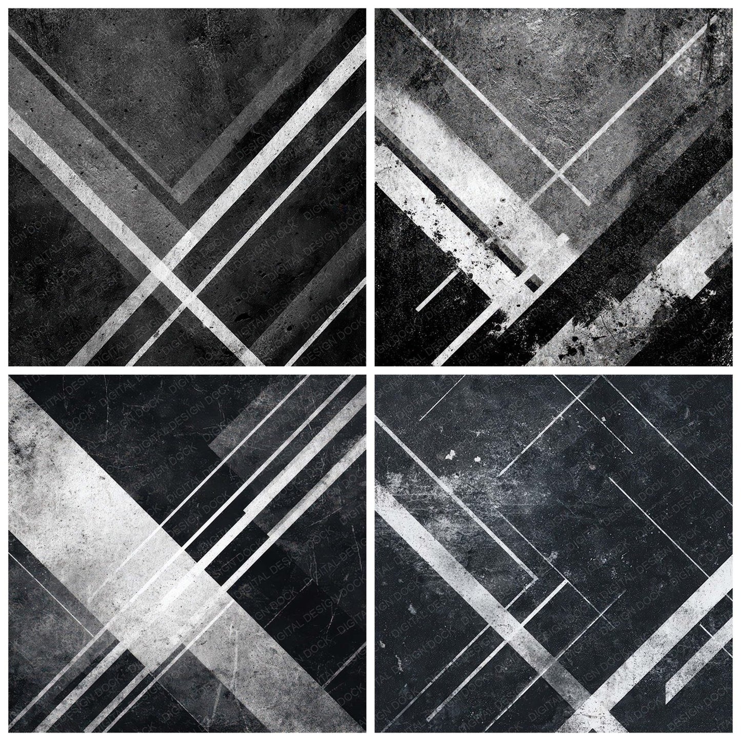 Black Geometry Grunge Digital Paper Pack (DDD008712)