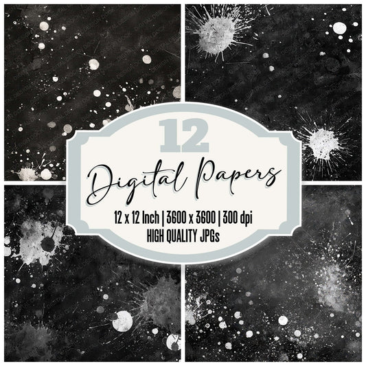 Black Ink Spray Digital Paper Pack (DDD008713)