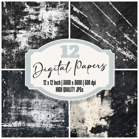Black Roller Grunge Digital Paper Pack (DDD008714)