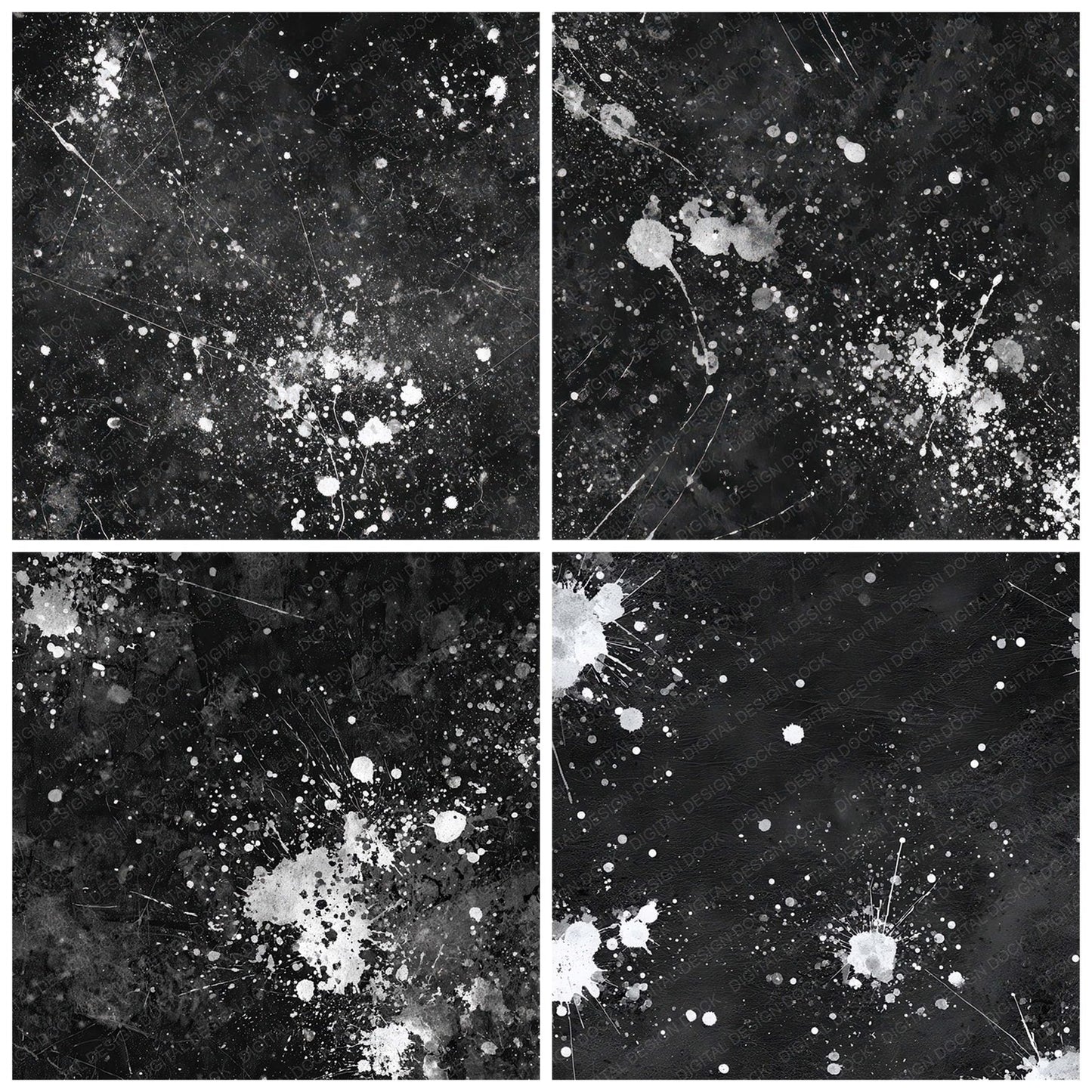 Black Splatter Grunge Digital Paper Pack (DDD008715)
