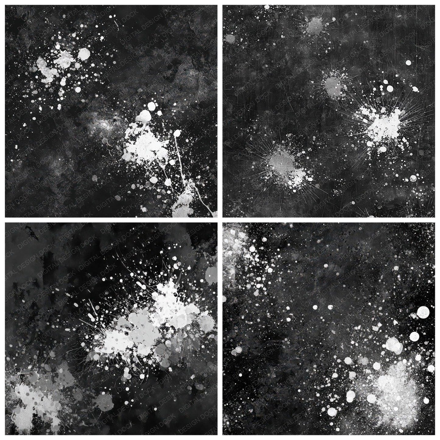 Black Splatter Grunge Digital Paper Pack (DDD008715)