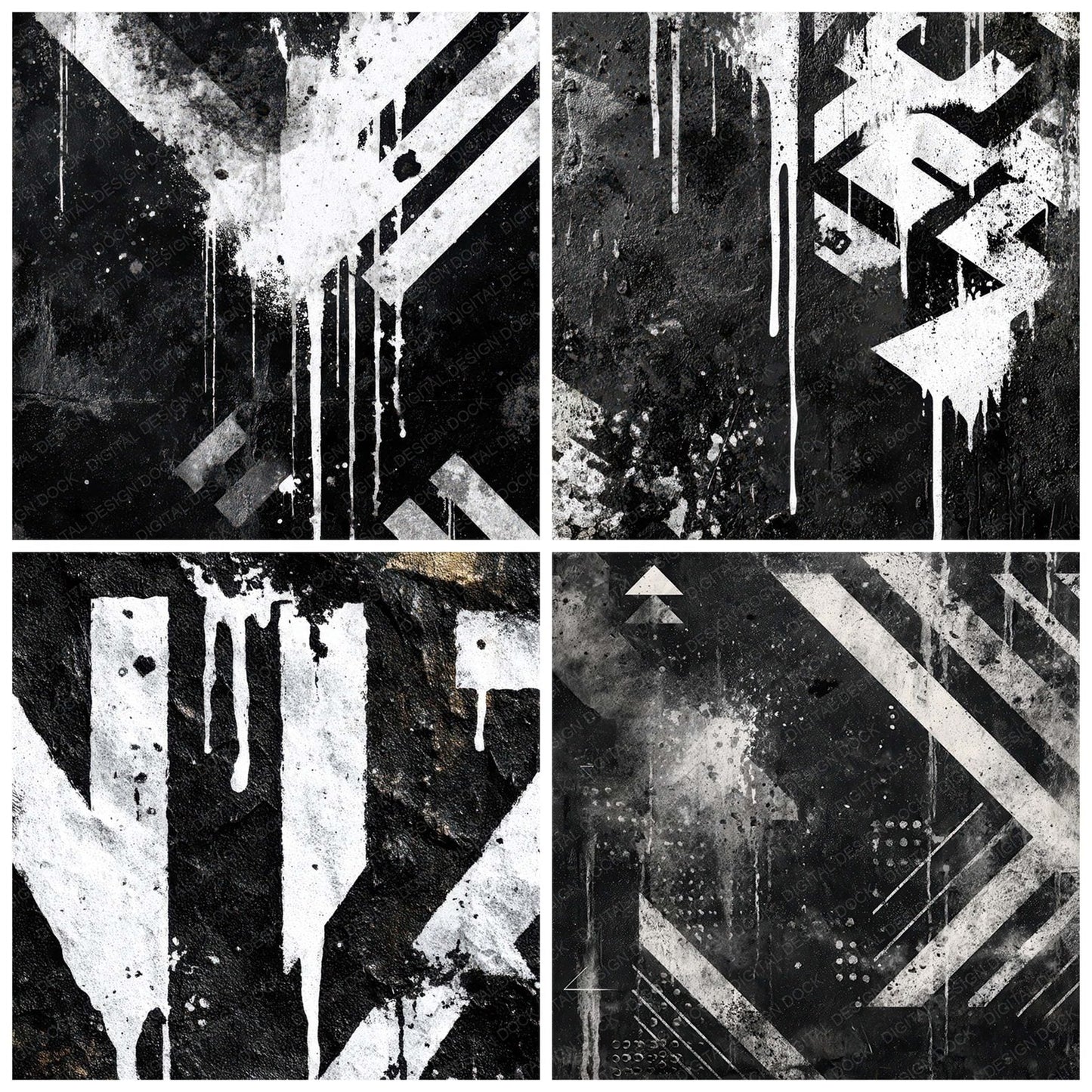 Black Stencil Grunge Digital Paper Pack (DDD008716)