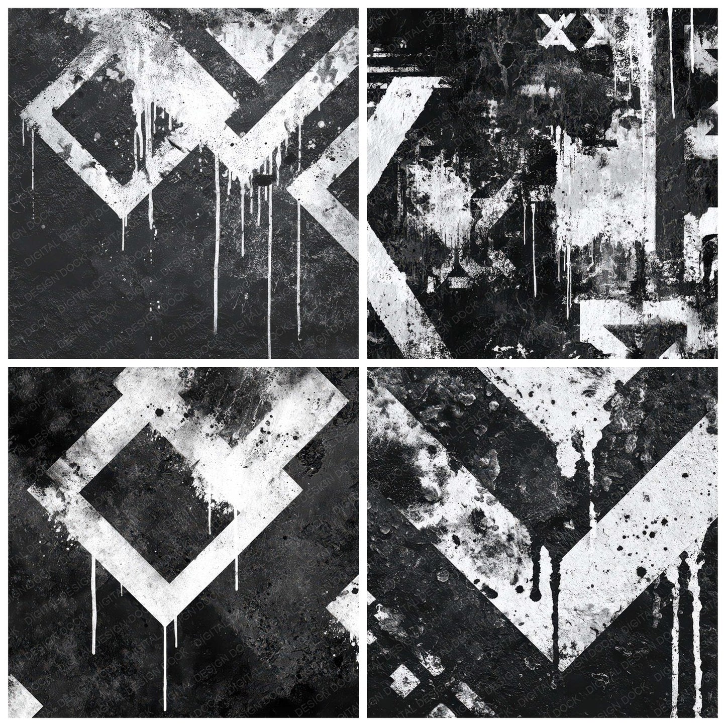 Black Stencil Grunge Digital Paper Pack (DDD008716)