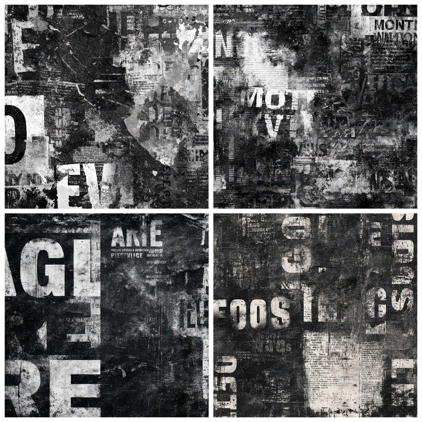 Black Stencil Text Digital Paper Pack (DDD008717)