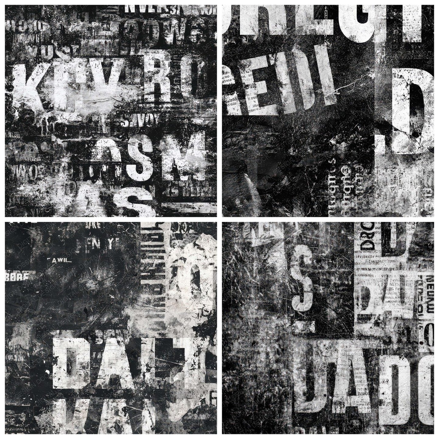 Black Stencil Text Digital Paper Pack (DDD008717)