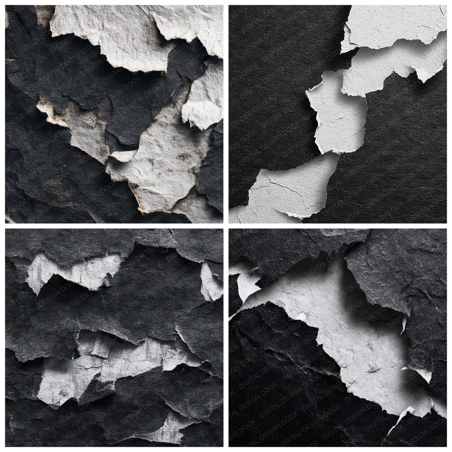 Black Torn Paper Digital Paper Pack (DDD008718)