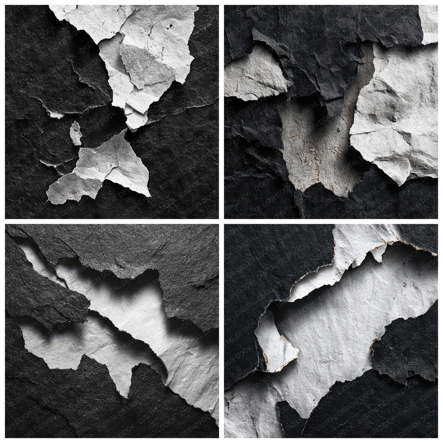 Black Torn Paper Digital Paper Pack (DDD008718)