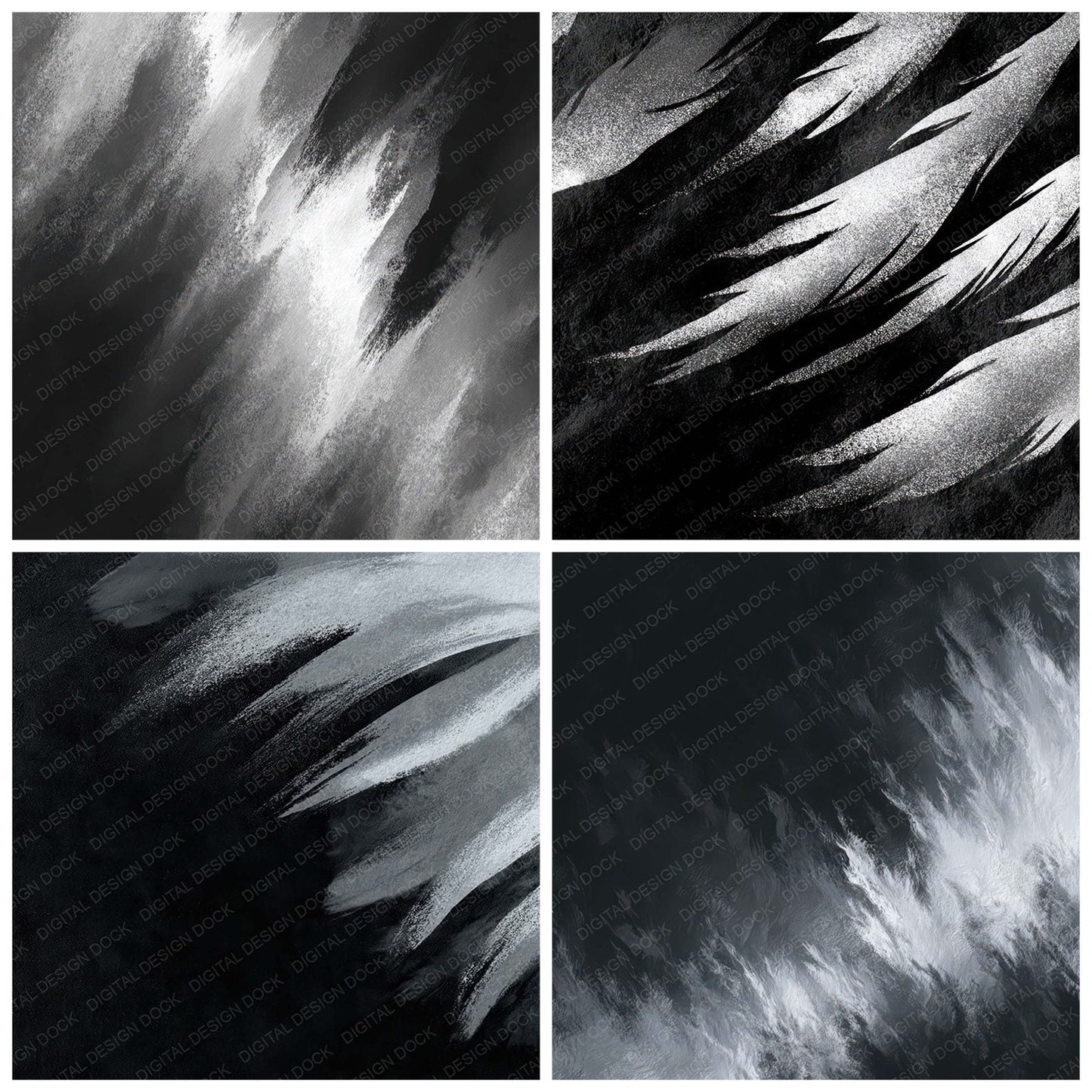 Black Watercolor Grunge Digital Paper Pack (DDD008719)