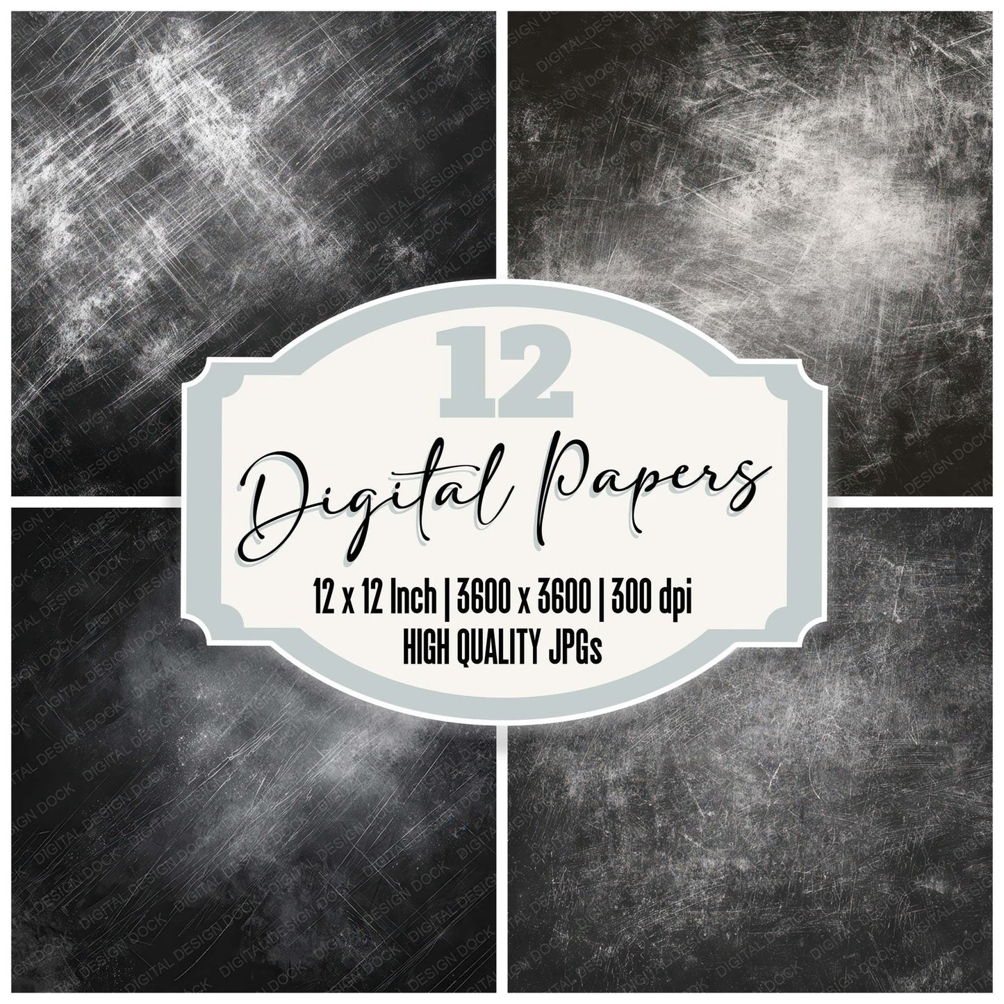 Chalk Black Grunge Digital Paper Pack (DDD008723)