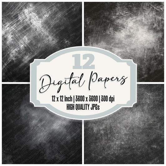 Chalk Black Grunge Digital Paper Pack (DDD008723)