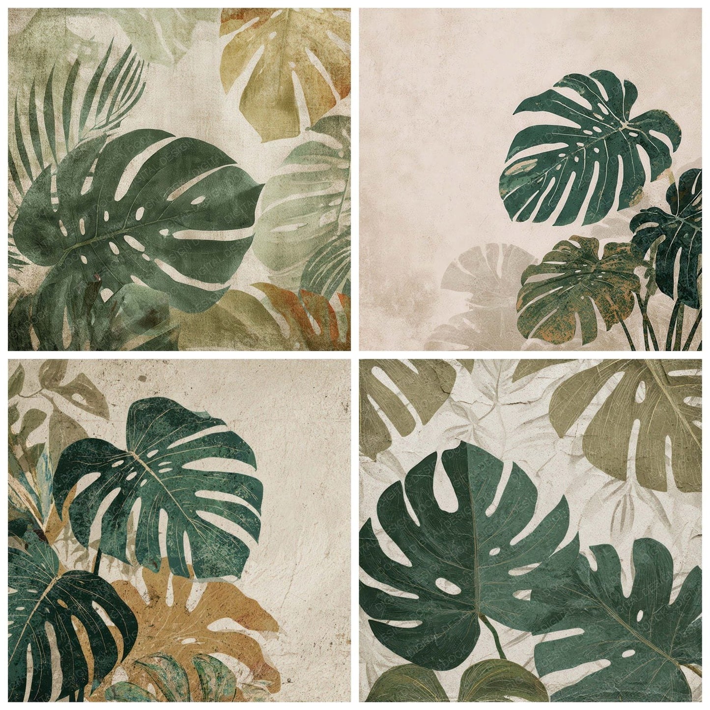 Vintage Monstera Overlay Digital Paper Pack (DDD008725)