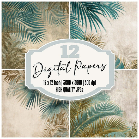 Vintage Palm Fronds Digital Paper Pack (DDD008726)