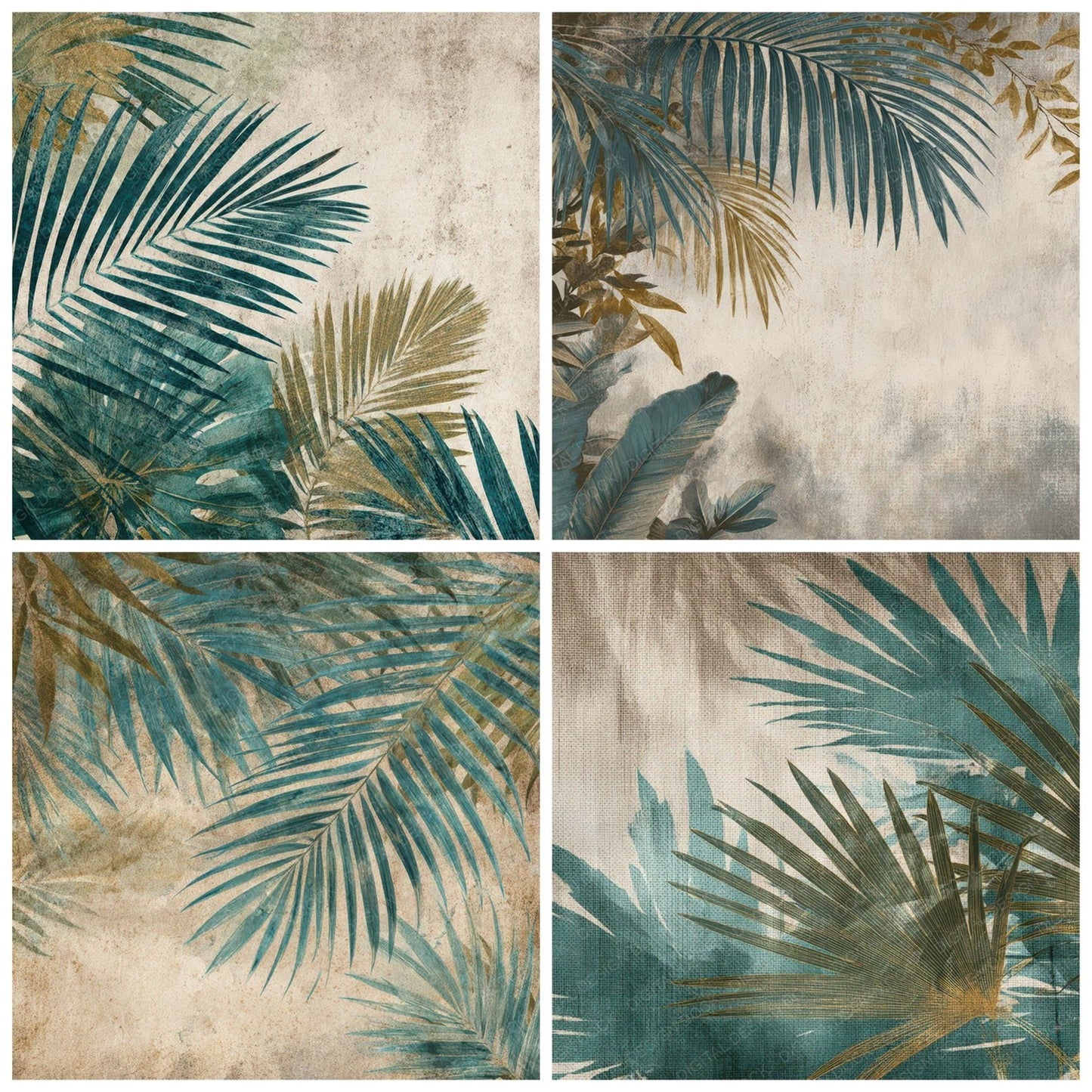 Vintage Palm Fronds Digital Paper Pack (DDD008726)