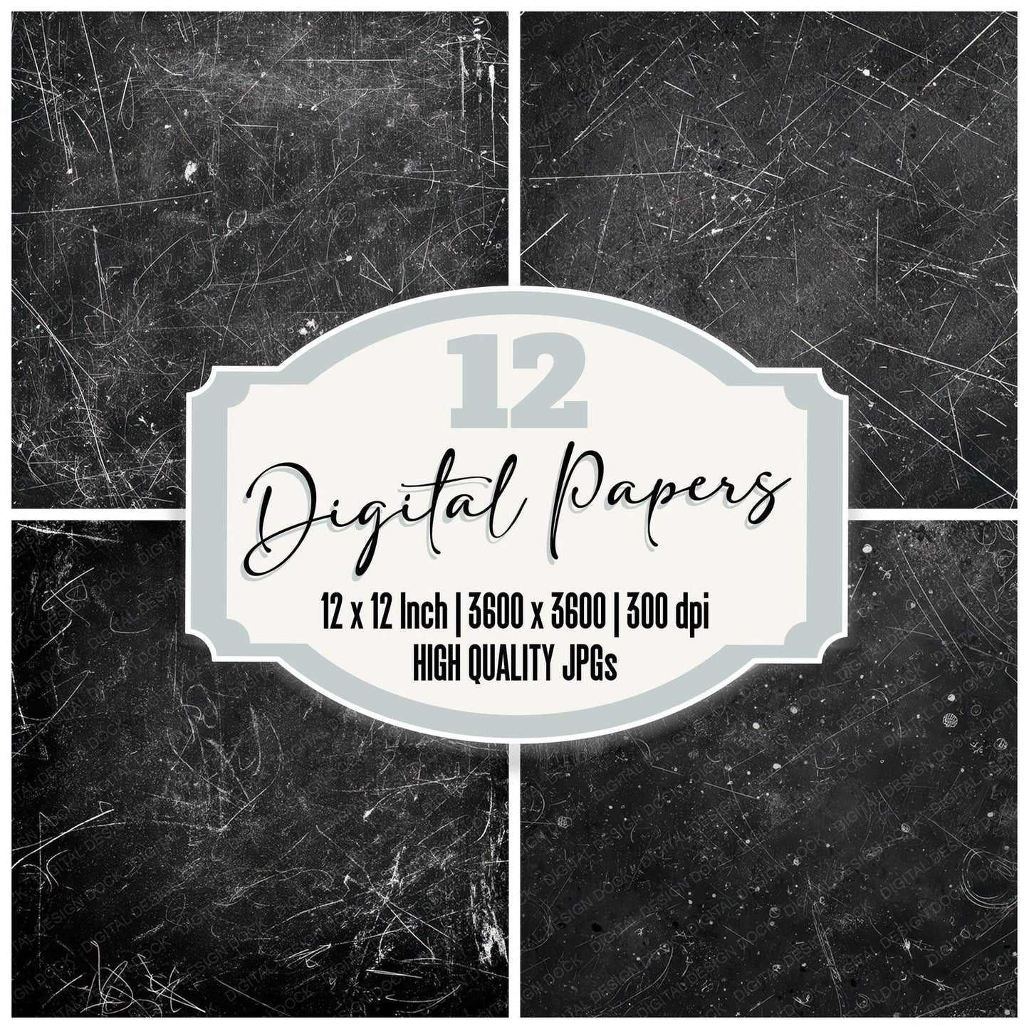 White Ink Grunge Digital Paper Pack (DDD008727)