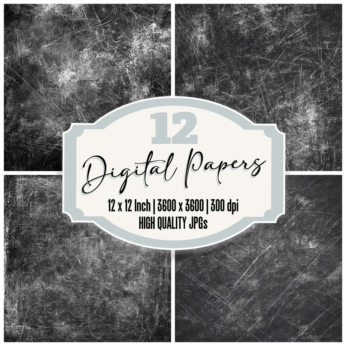 Black Chalk Scribble Digital Paper Pack (DDD008728)