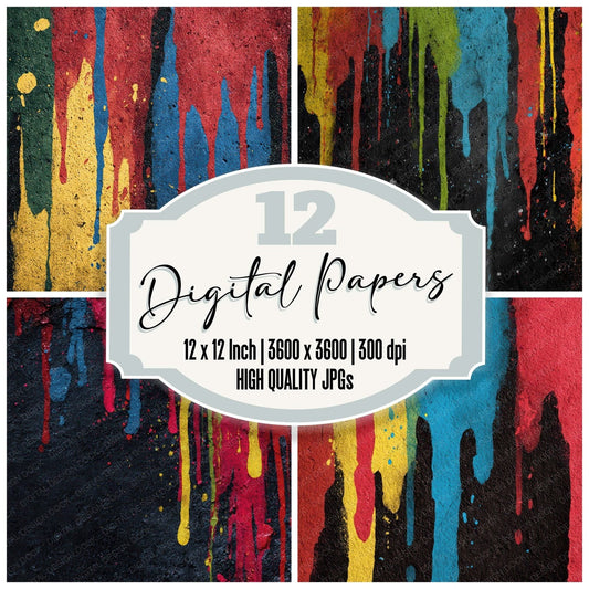 Colour Drip Grunge Digital Paper Pack (DDD008732)