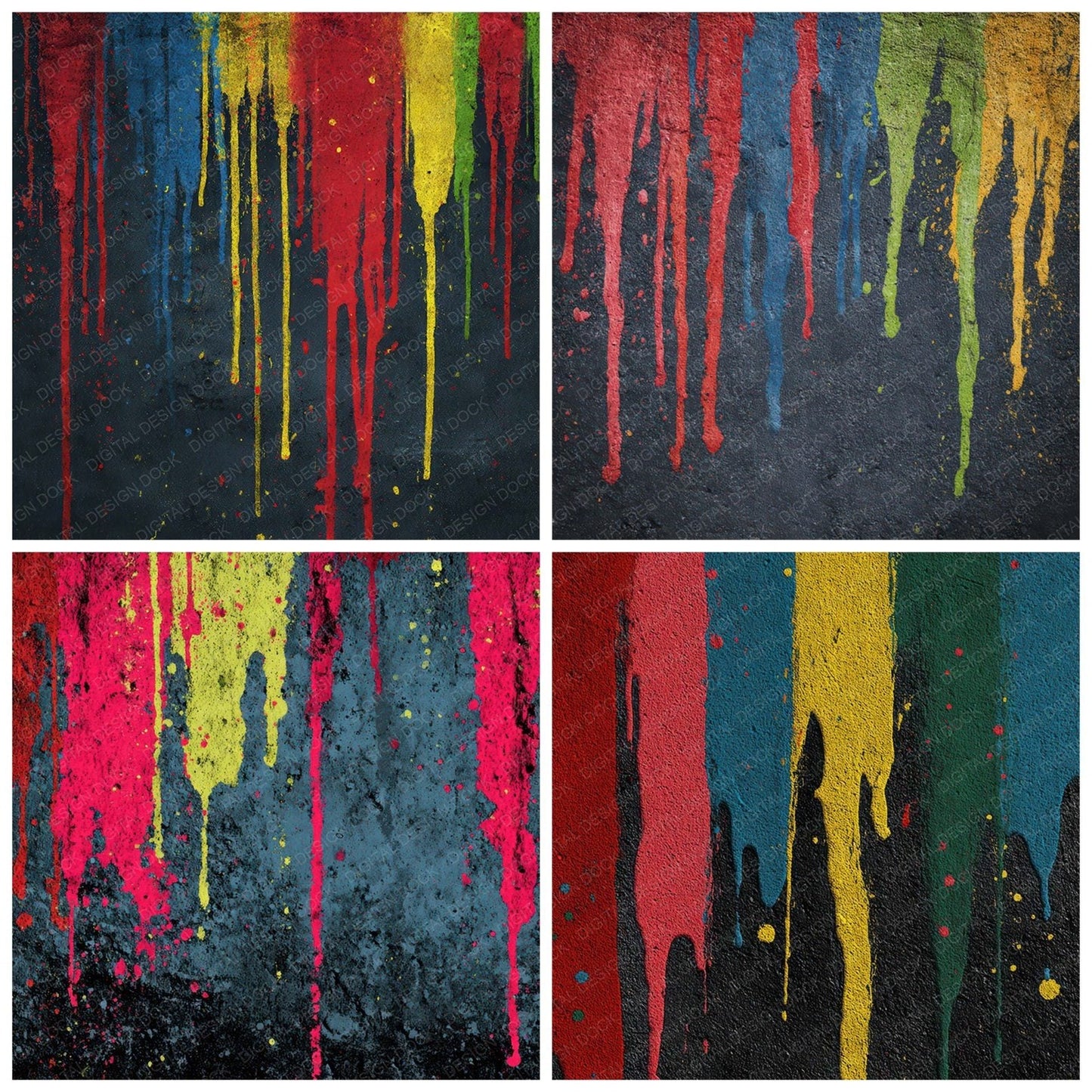 Colour Drip Grunge Digital Paper Pack (DDD008732)