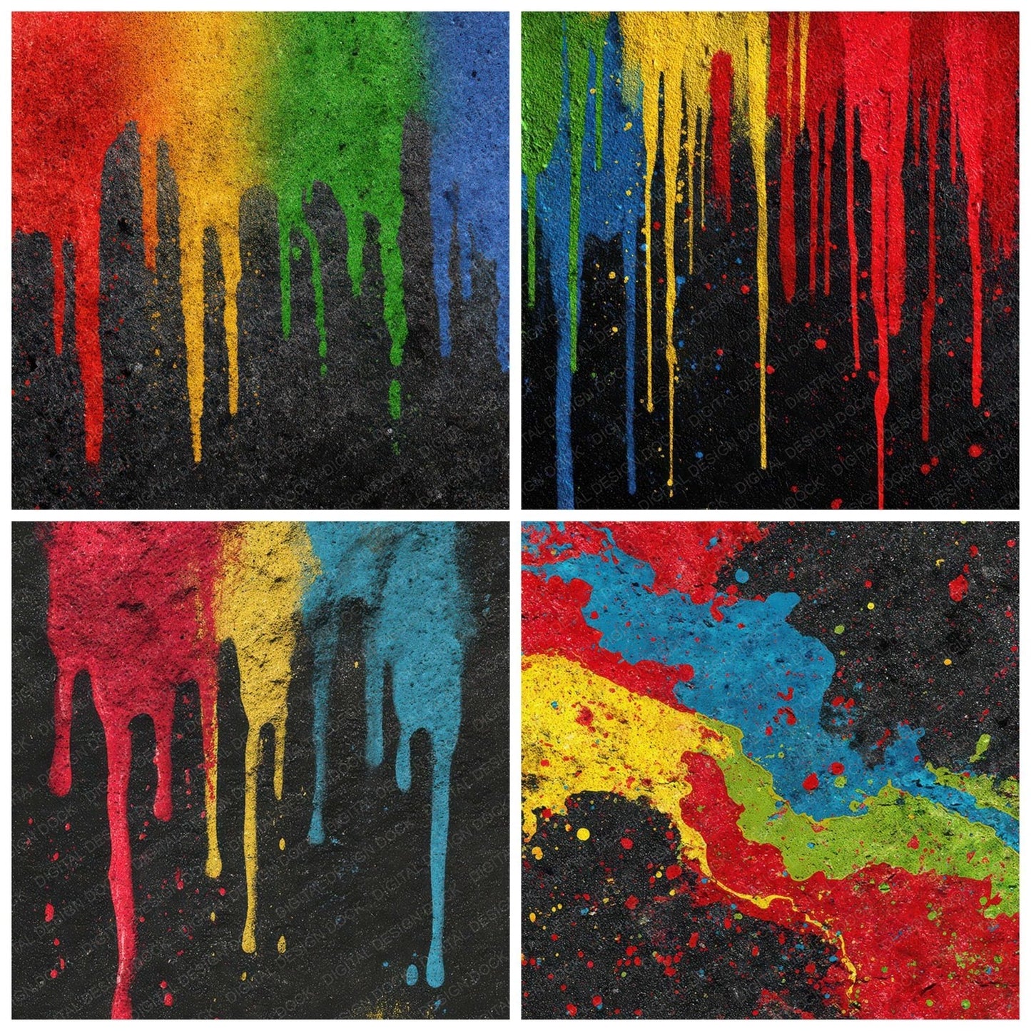 Colour Drip Grunge Digital Paper Pack (DDD008732)