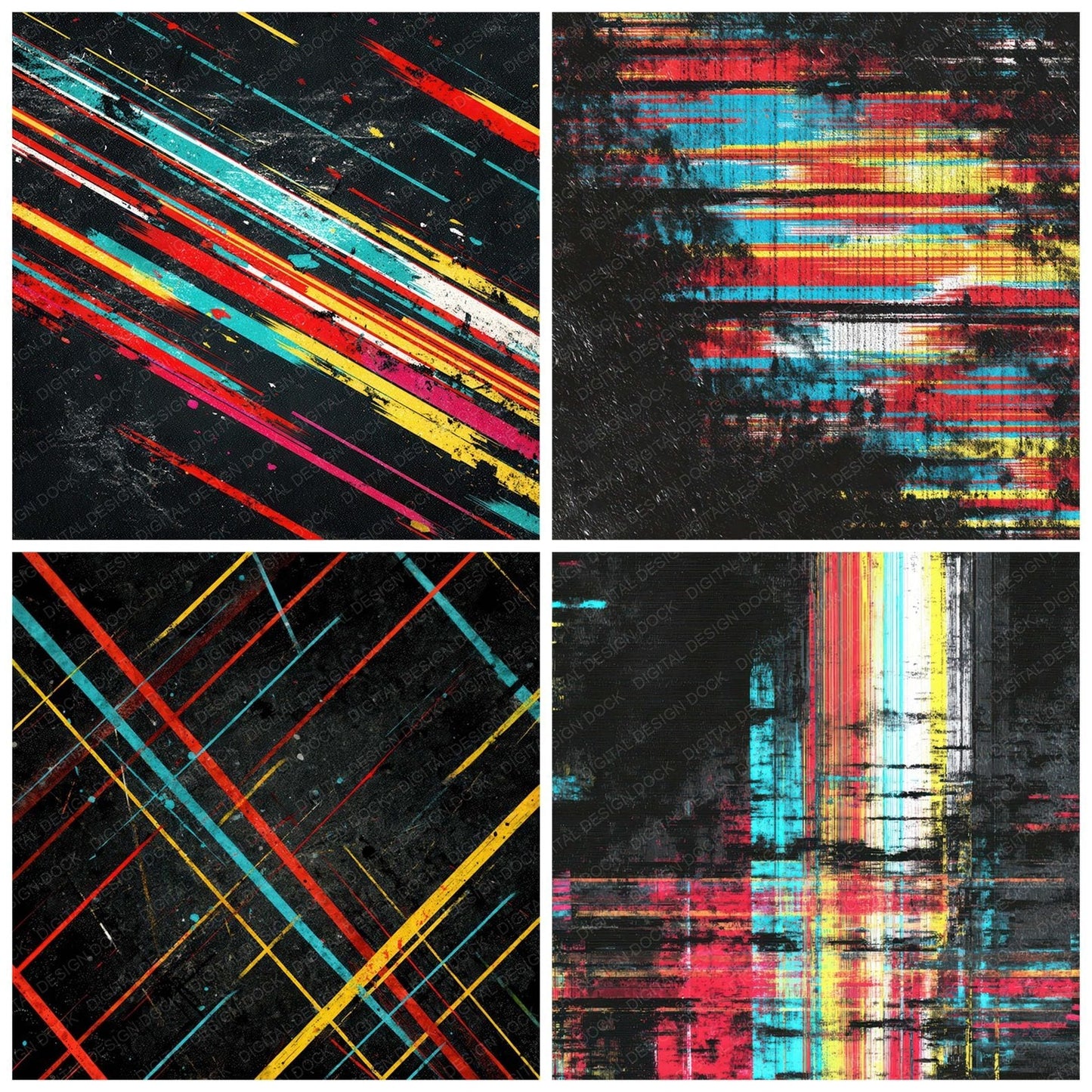 Colour Glitch Grunge Digital Paper Pack (DDD008733)
