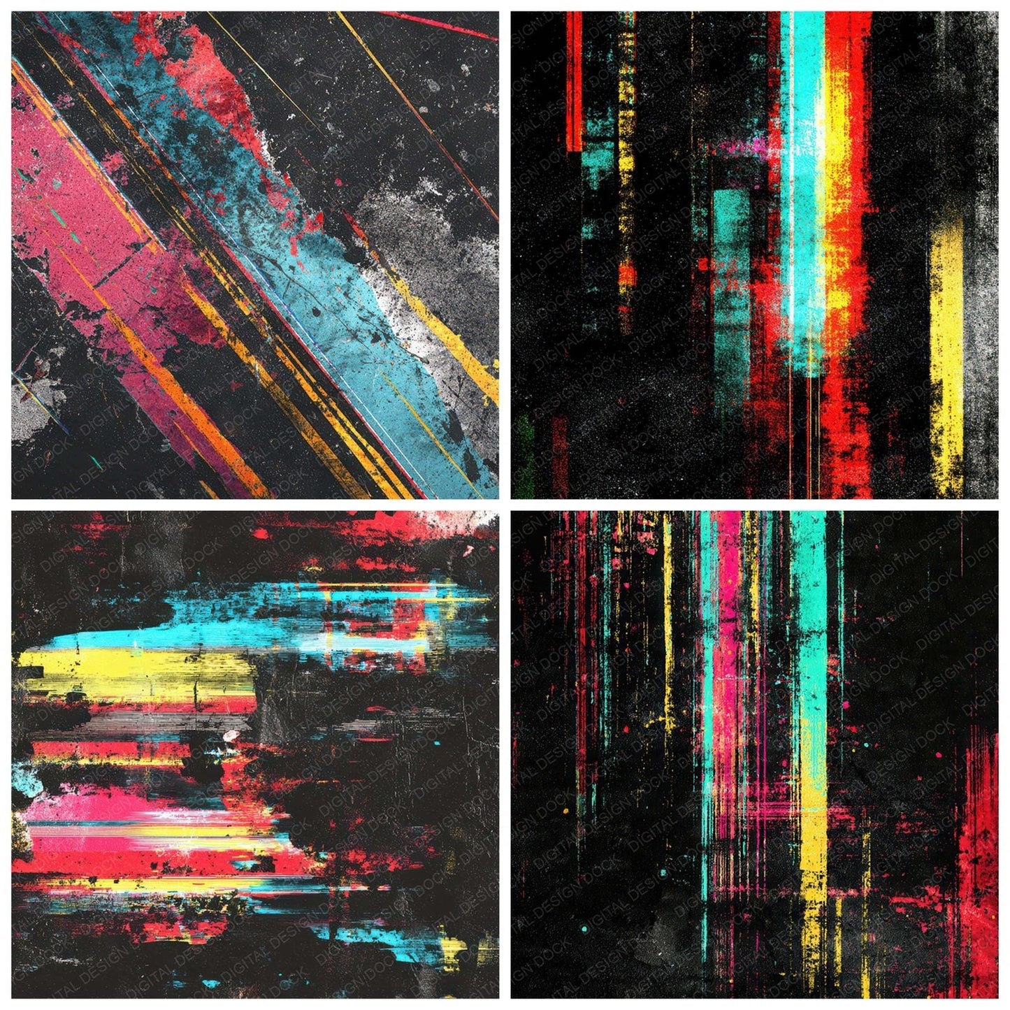Colour Glitch Grunge Digital Paper Pack (DDD008733)