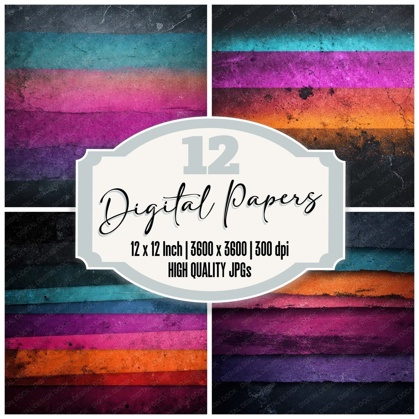 Colour Gradient Grunge Digital Paper Pack (DDD008734)
