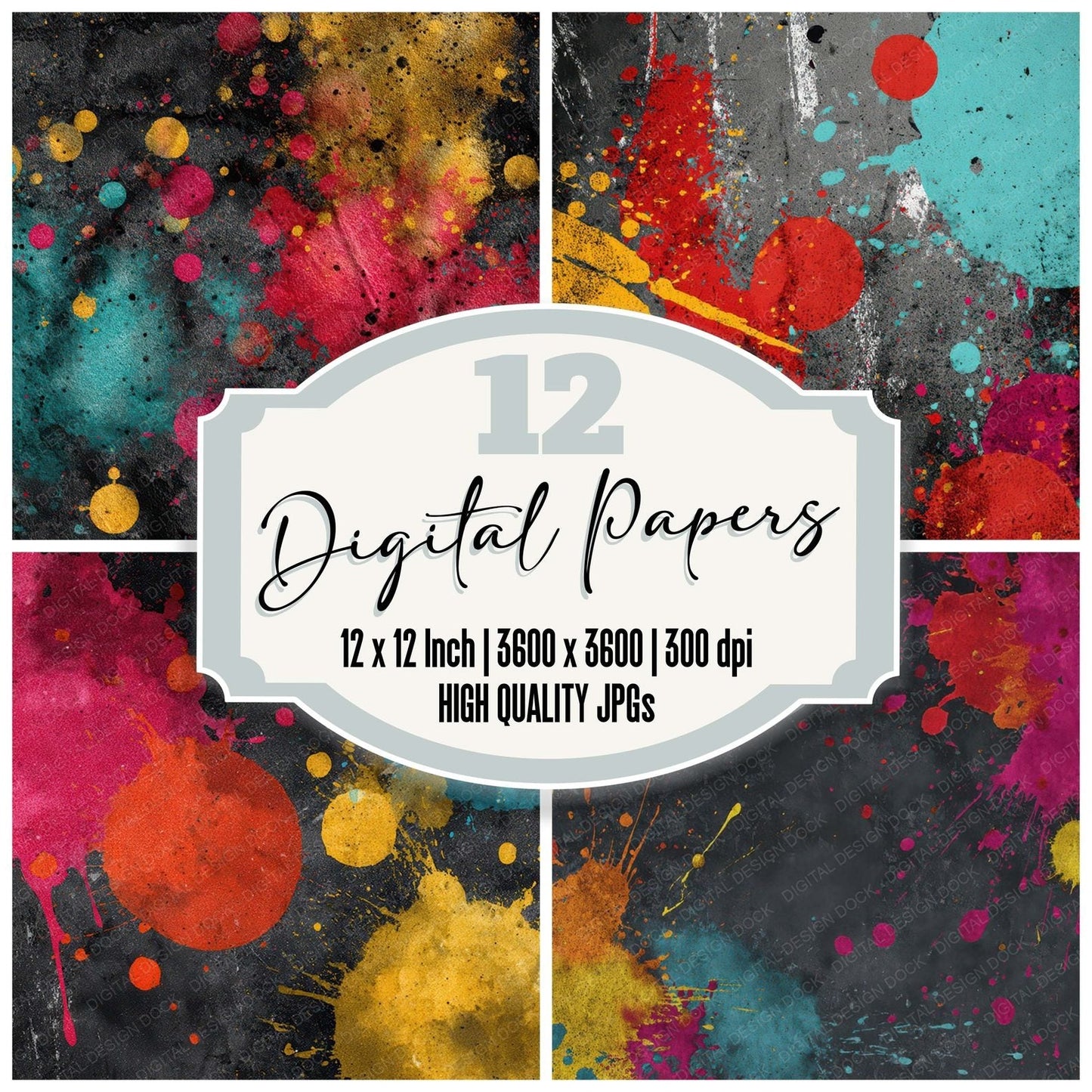 Colour Ink Splash Digital Paper Pack (DDD008736)