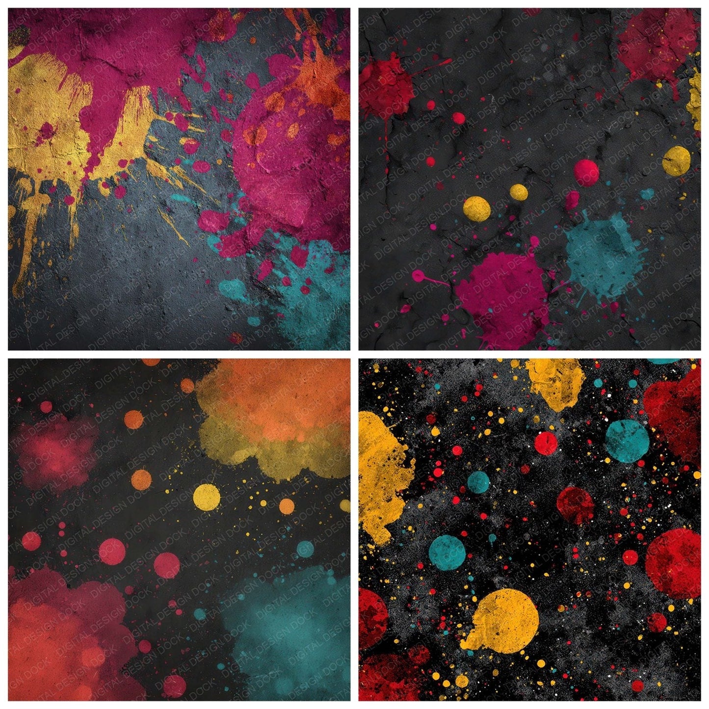 Colour Ink Splash Digital Paper Pack (DDD008736)