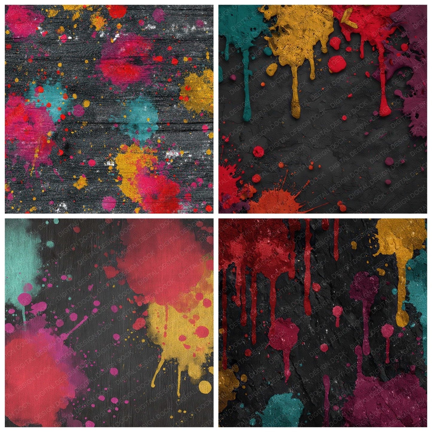 Colour Ink Splash Digital Paper Pack (DDD008736)