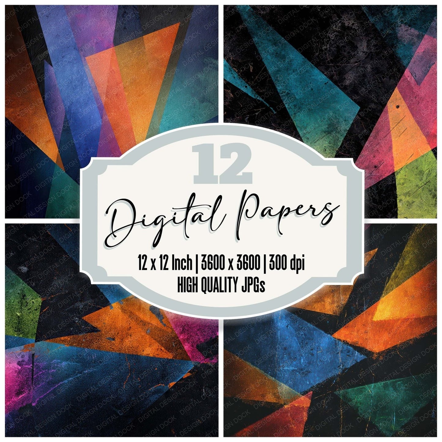 Colour Shard Grunge Digital Paper Pack (DDD008742)