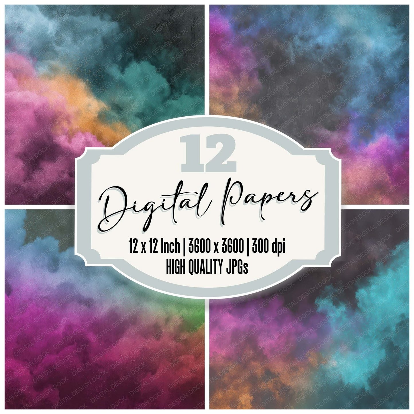 Colour Smoke Grunge Digital Paper Pack (DDD008743)