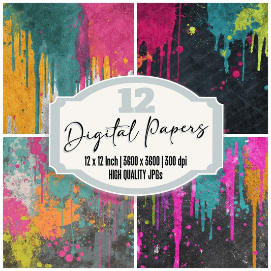 Colour Splatter Drips Digital Paper Pack (DDD008744)