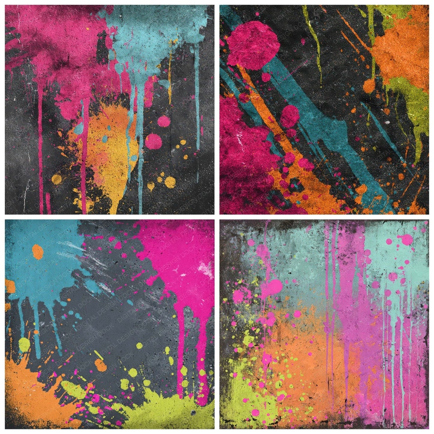 Colour Splatter Drips Digital Paper Pack (DDD008744)