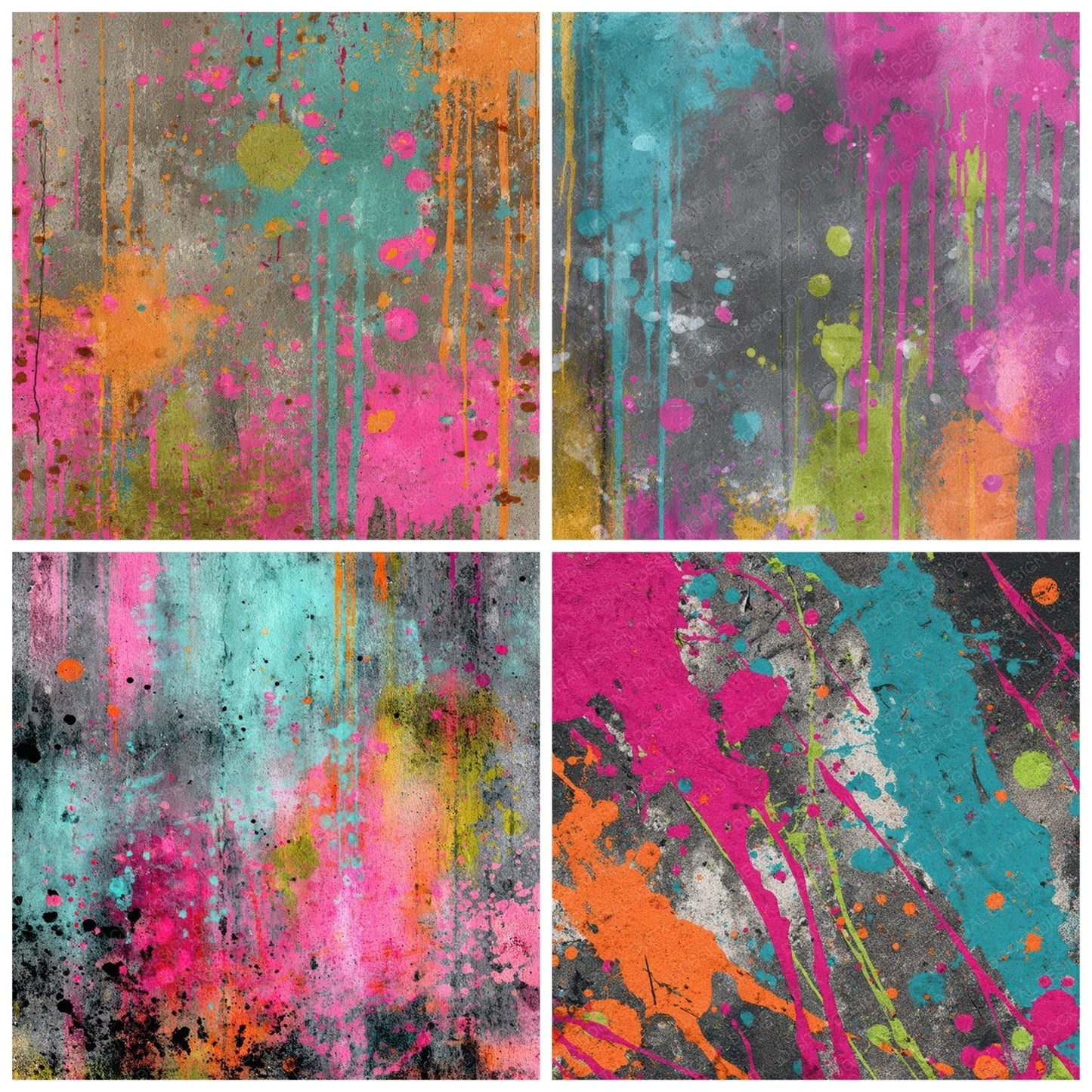 Colour Splatter Drips Digital Paper Pack (DDD008744)