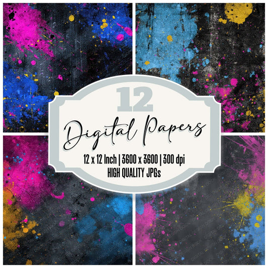 Colour Splatter Grunge Digital Paper Pack (DDD008745)