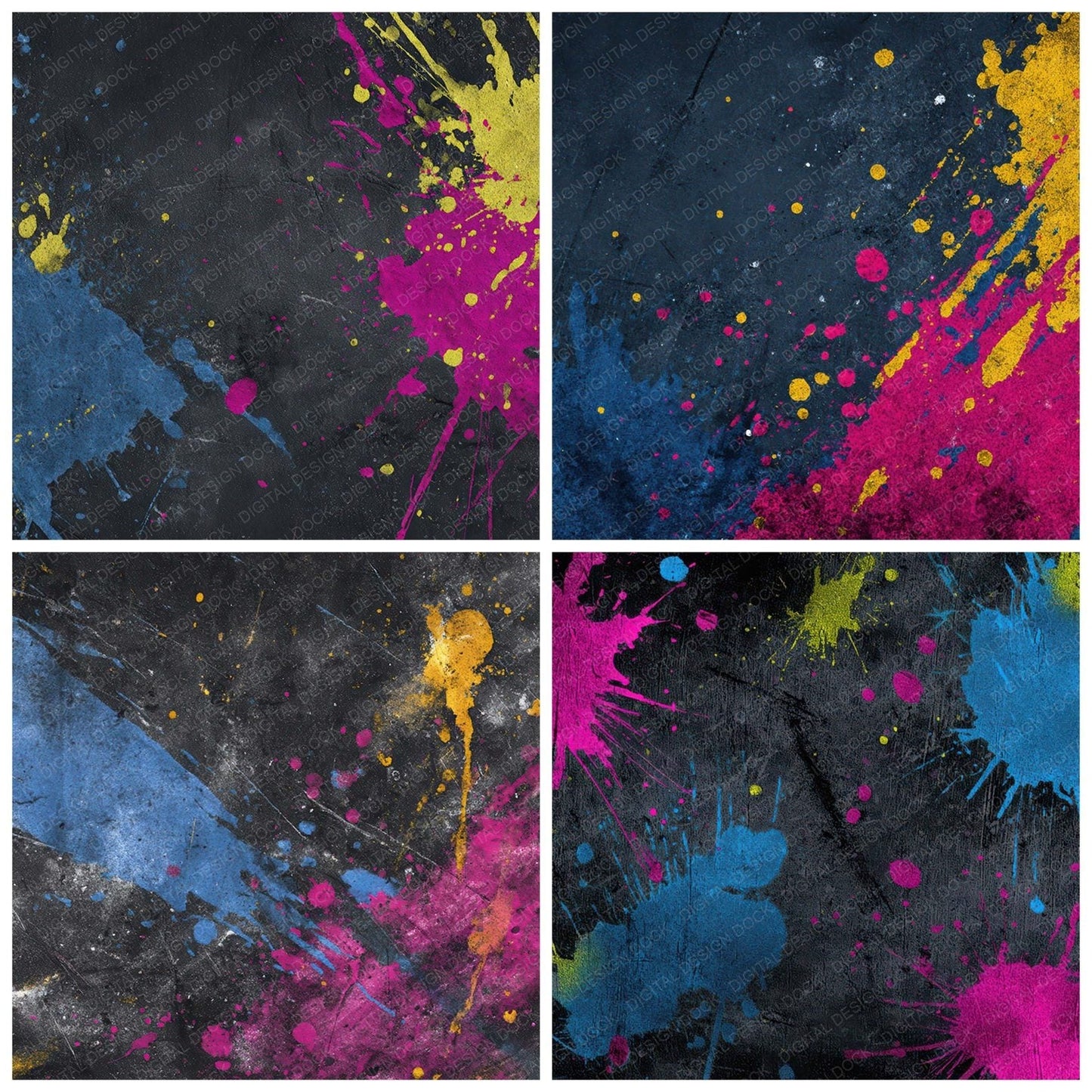 Colour Splatter Grunge Digital Paper Pack (DDD008745)