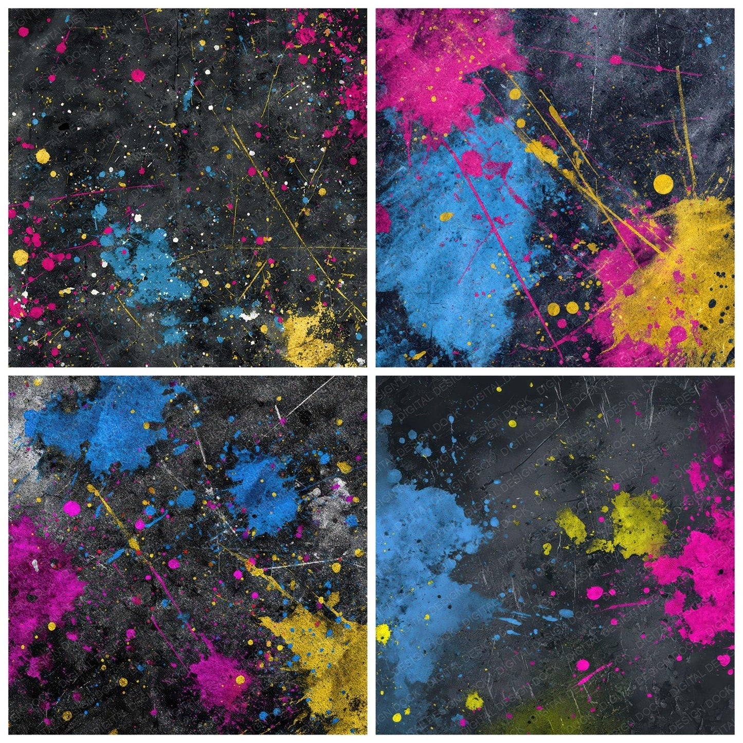 Colour Splatter Grunge Digital Paper Pack (DDD008745)