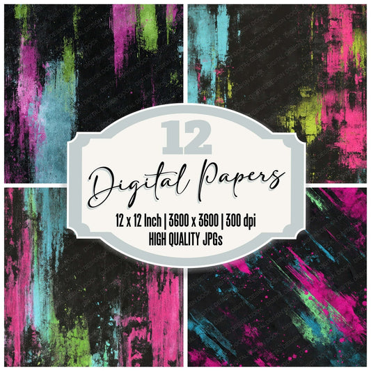 Neon Colour Smears Digital Paper Pack (DDD008747)