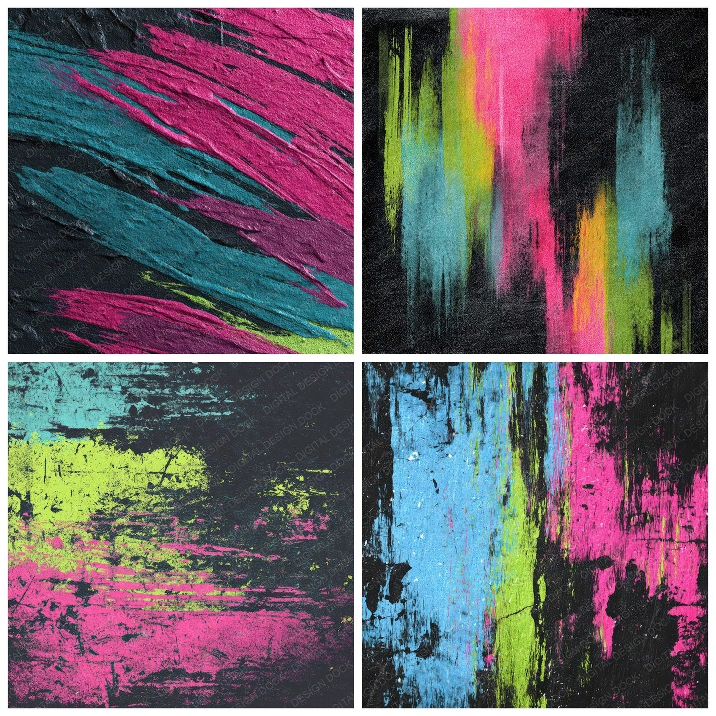 Neon Colour Smears Digital Paper Pack (DDD008747)